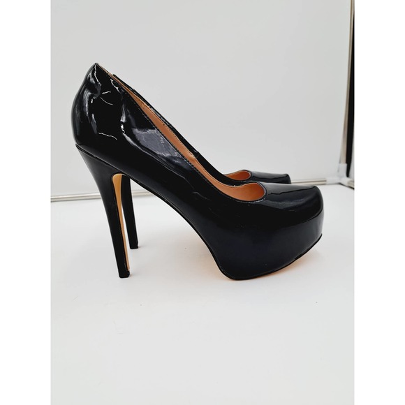 NWOB Dream Pairs Black Pantent Faux leather hidden Platform Stilletto Heel 10 - Picture 1 of 9